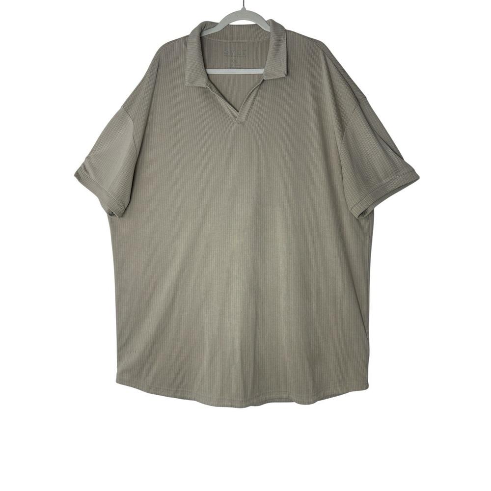 BYLT Premium Basics Polo Shirt Mens 3XL Latte Ribbed Short Sleeve Stretch Casual